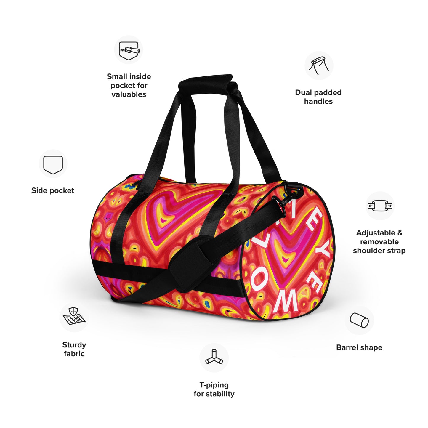 Groovy Love All-over print gym bag