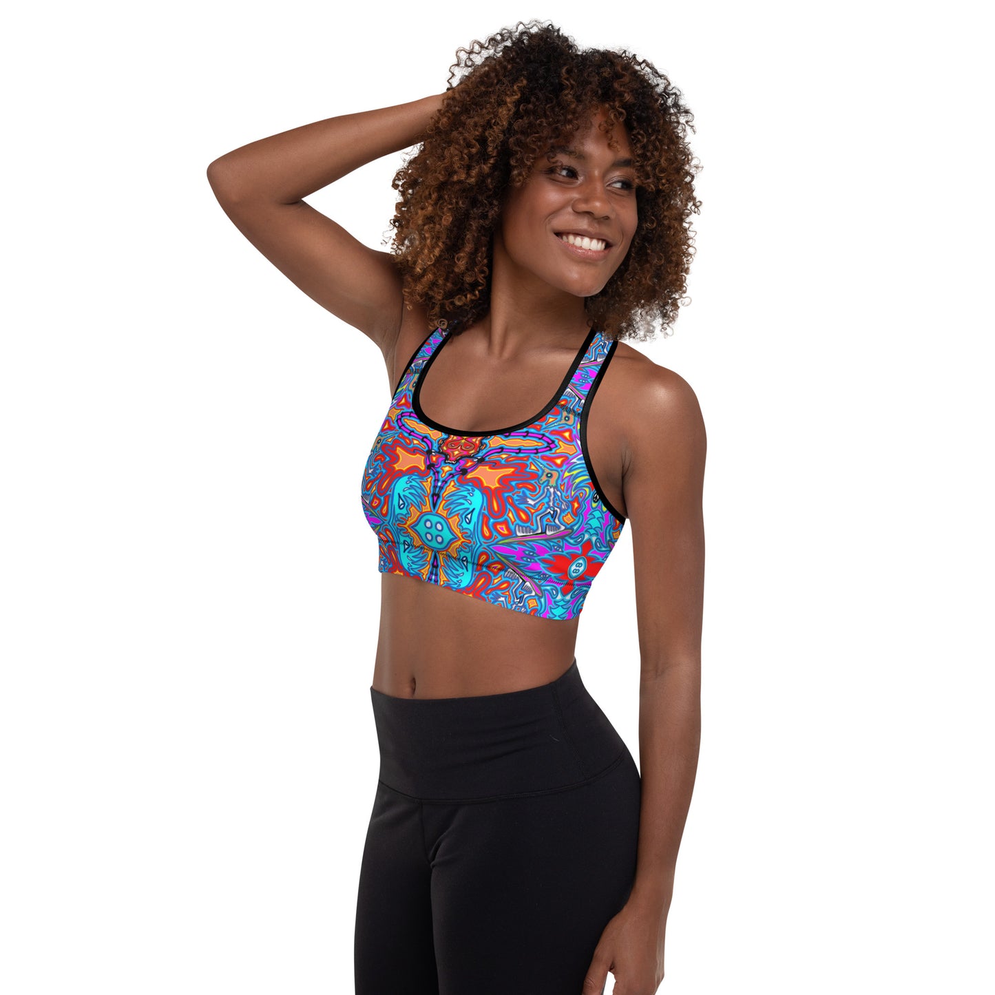 Blue surfer Padded Sports Bra