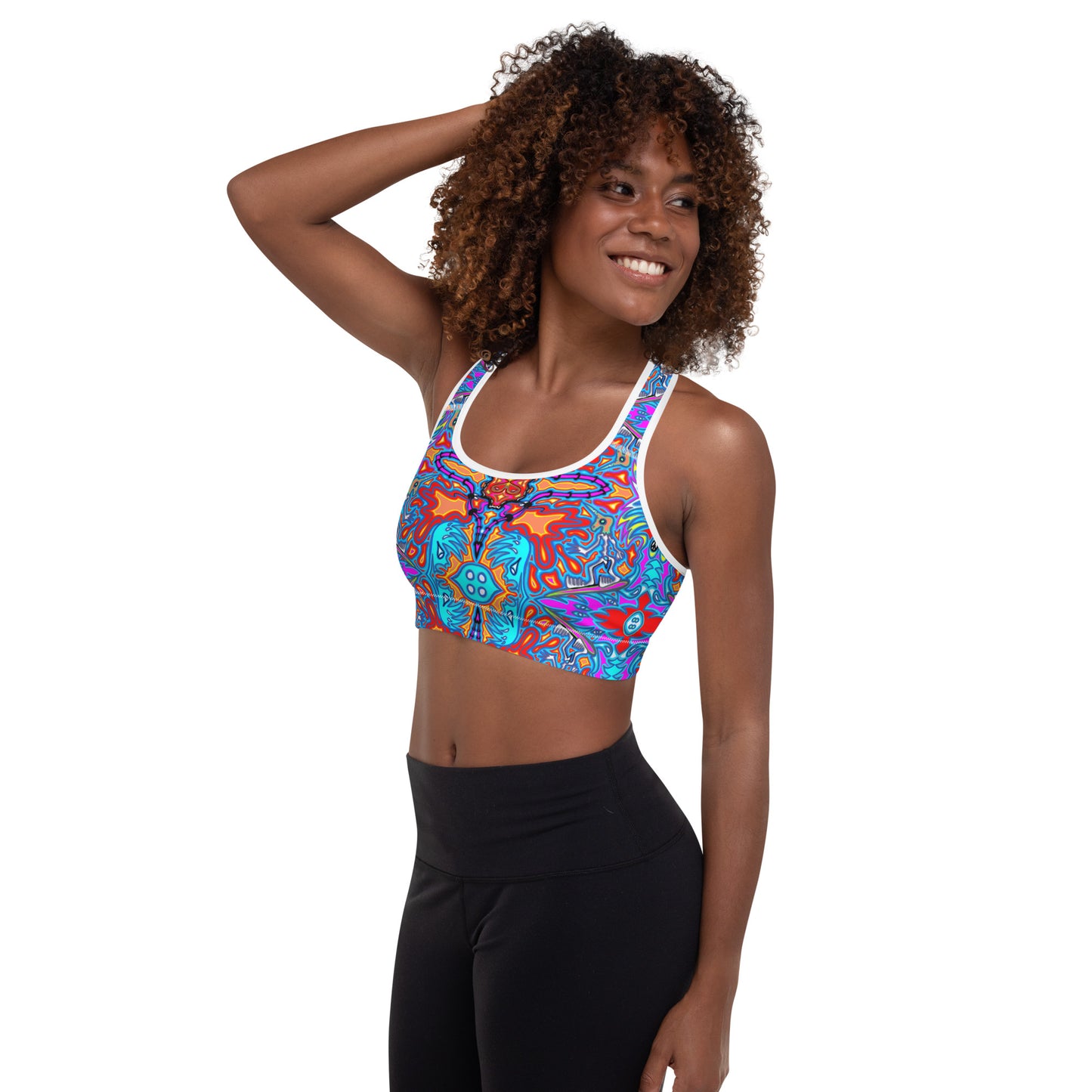 Blue surfer Padded Sports Bra