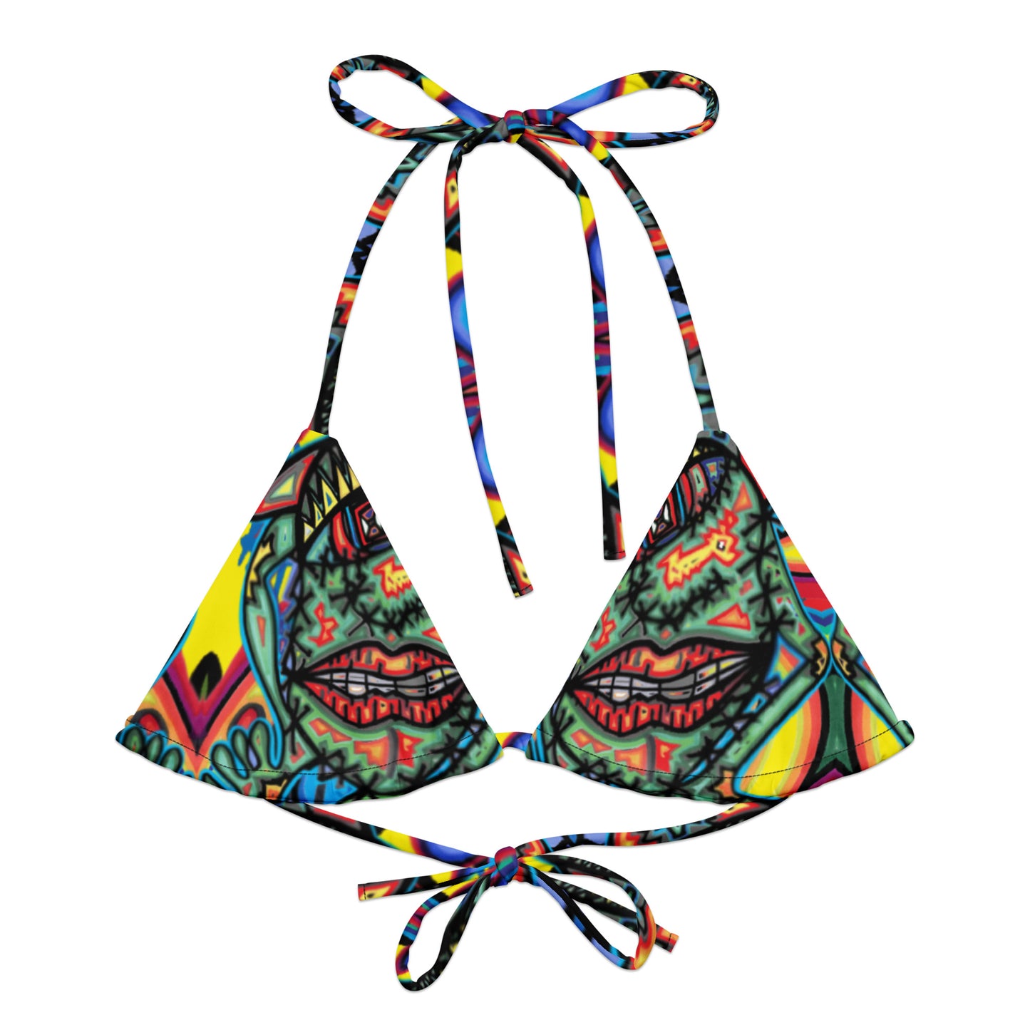 Tattoo All-over print recycled string bikini top