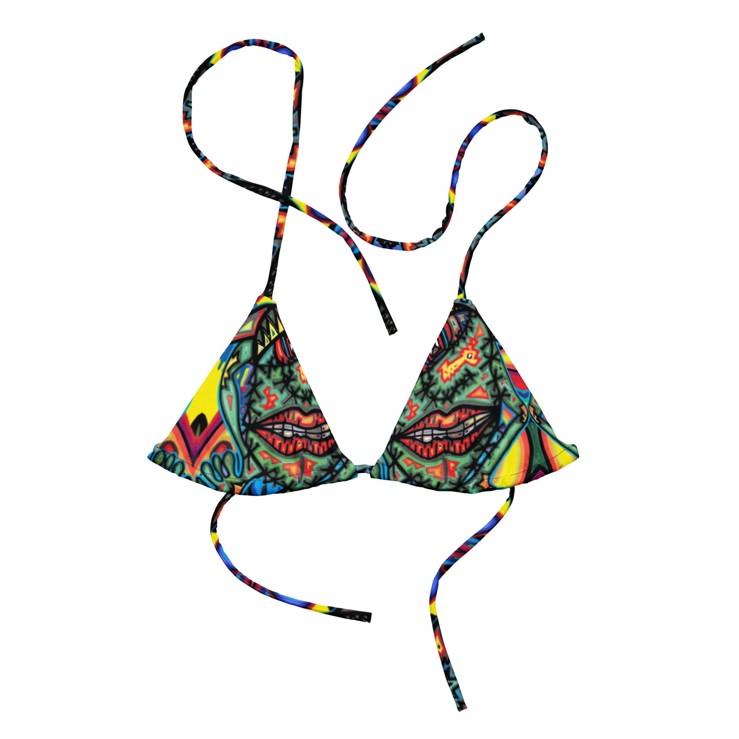 Tattoo All-over print recycled string bikini top