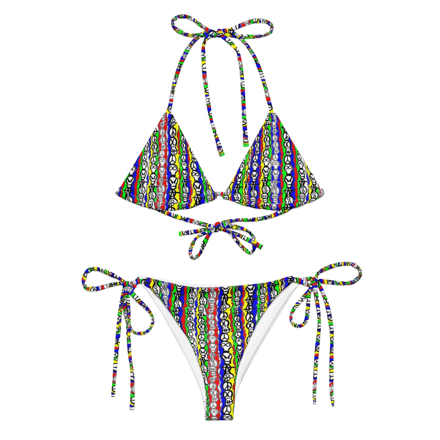 Skulls All-over print recycled string bikini