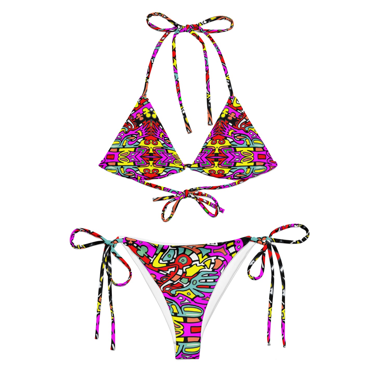 Retro 1 All-over print recycled string bikini