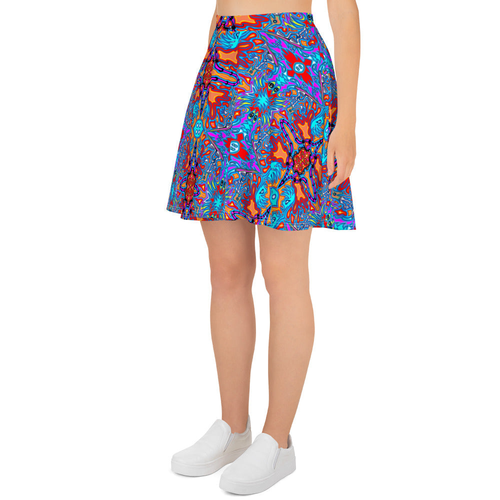 Blue surfer Skater Skirt