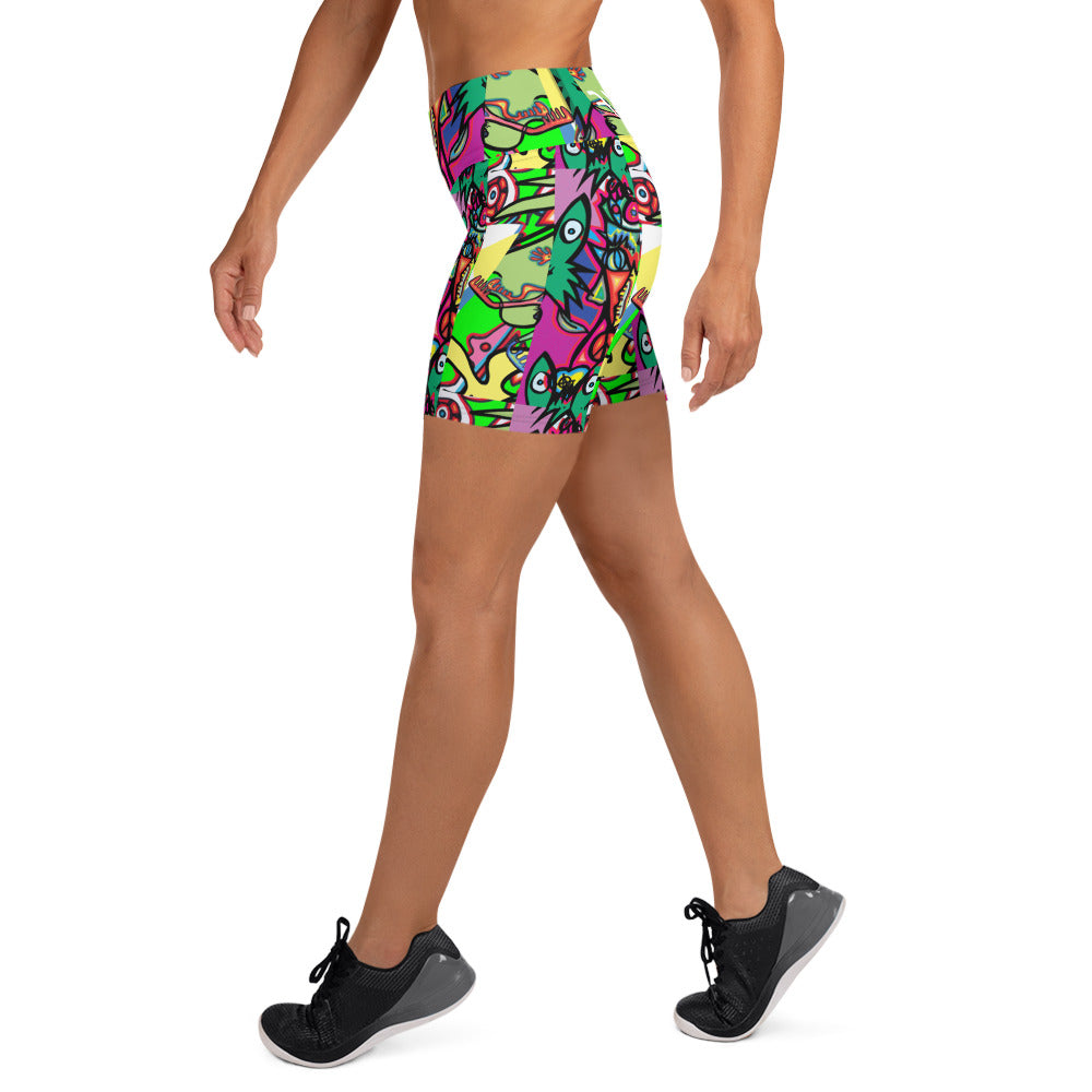Cartoon mix Yoga Shorts