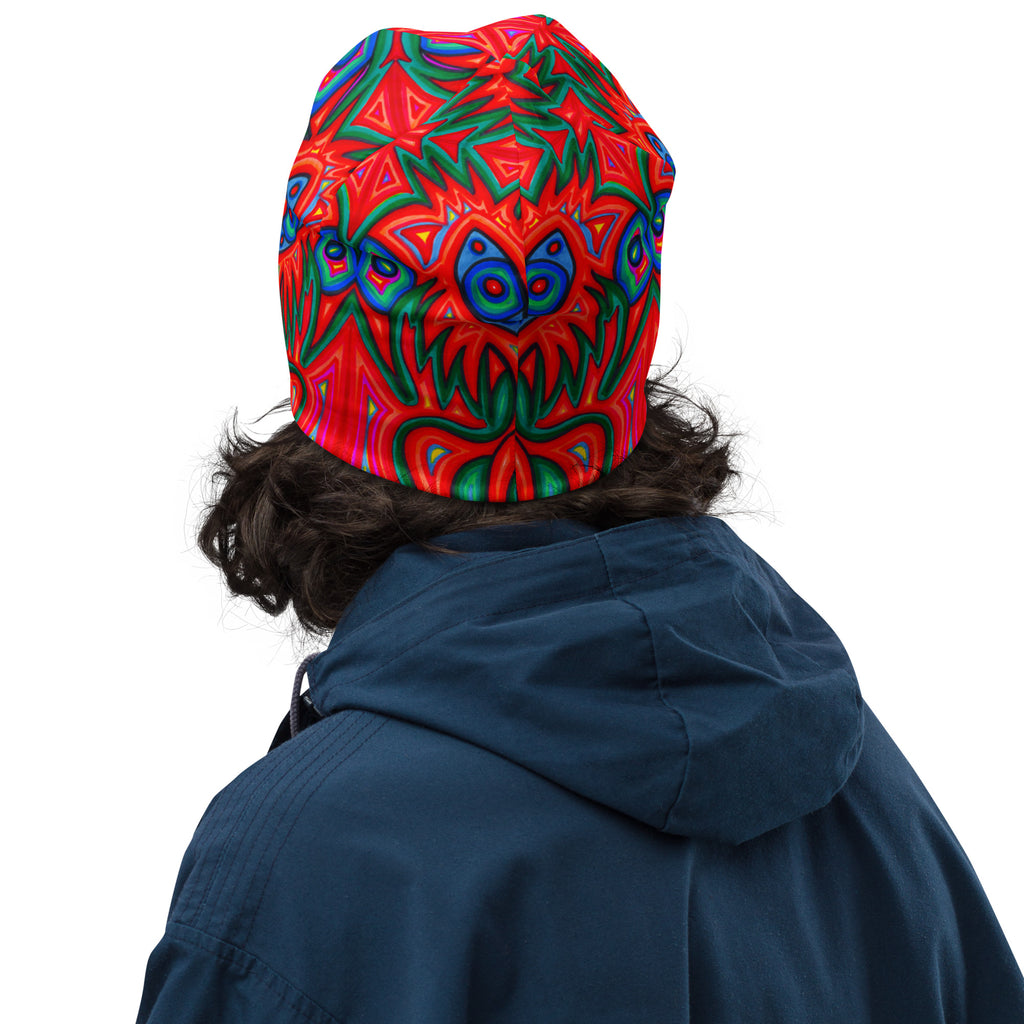Red Rorschach All-Over Print Beanie