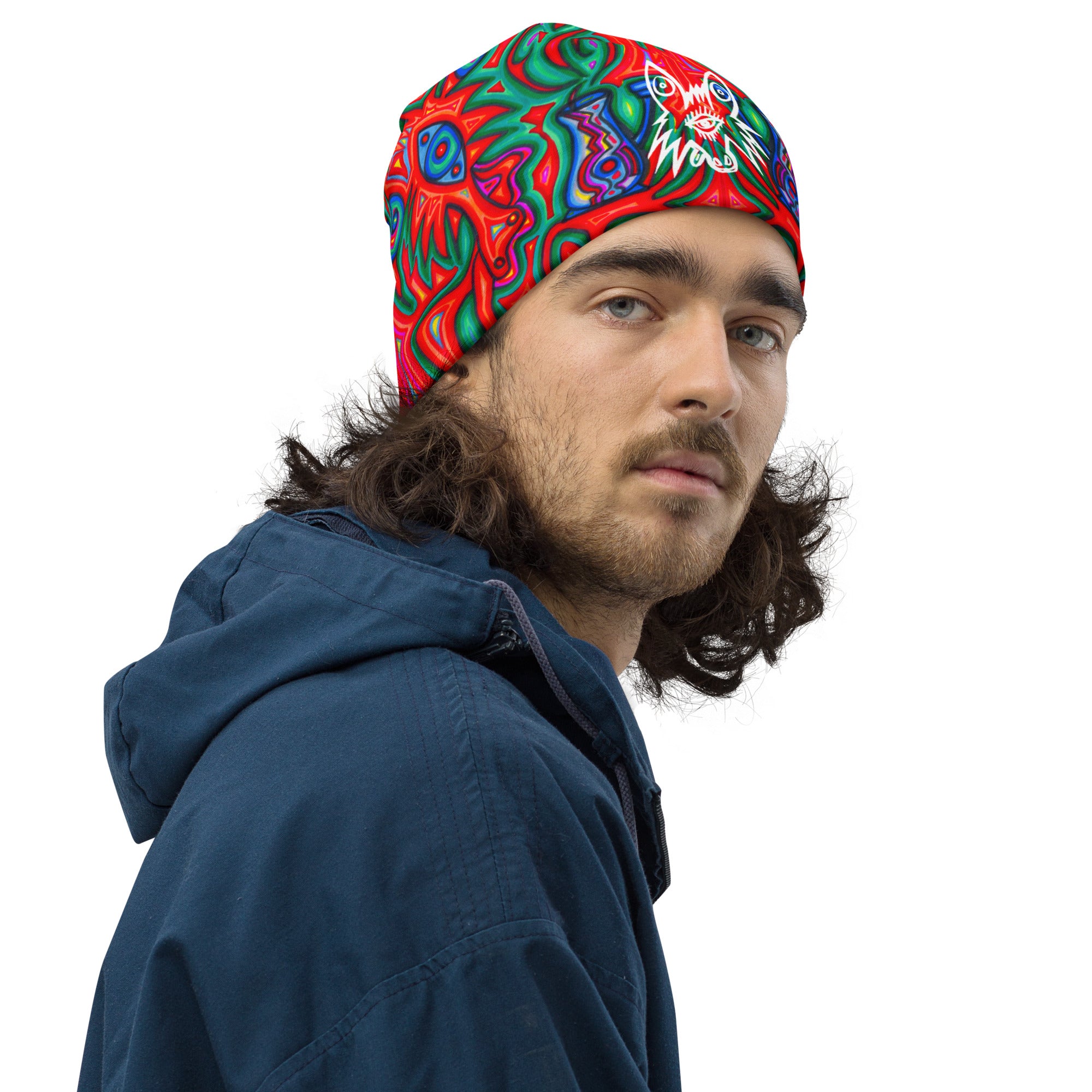 Red Rorschach All-Over Print Beanie