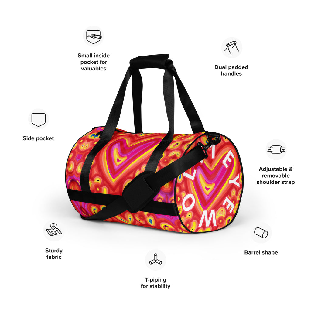 Groovy Love All-over print gym bag