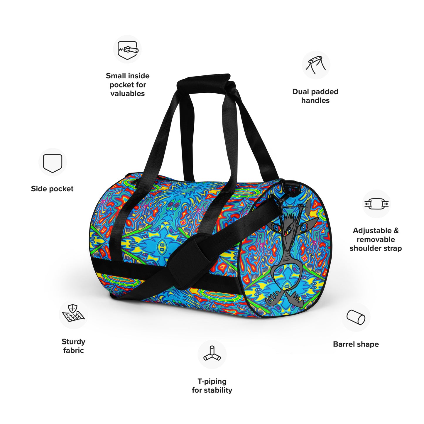Bright Blues All-over print gym bag