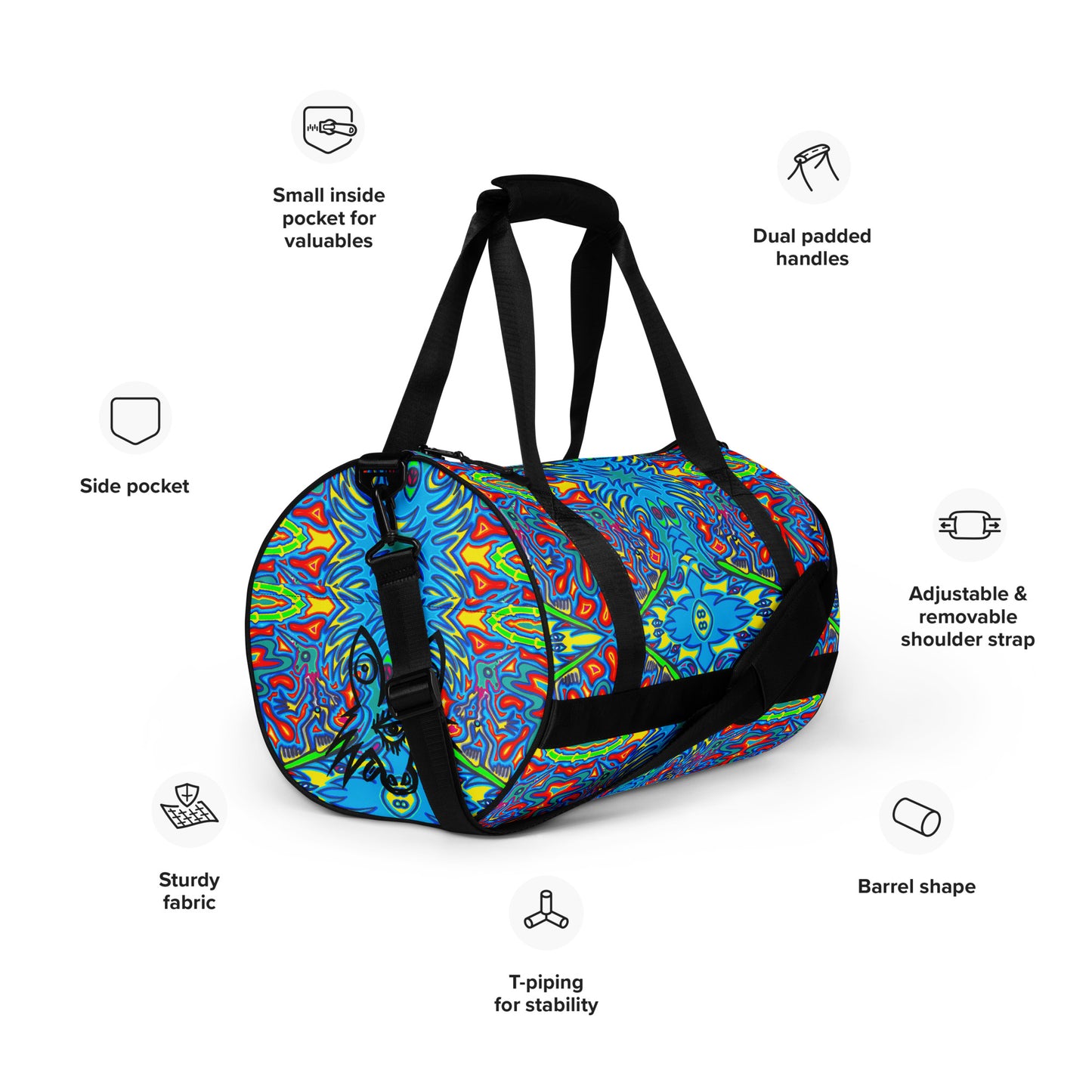 Bright Blues All-over print gym bag