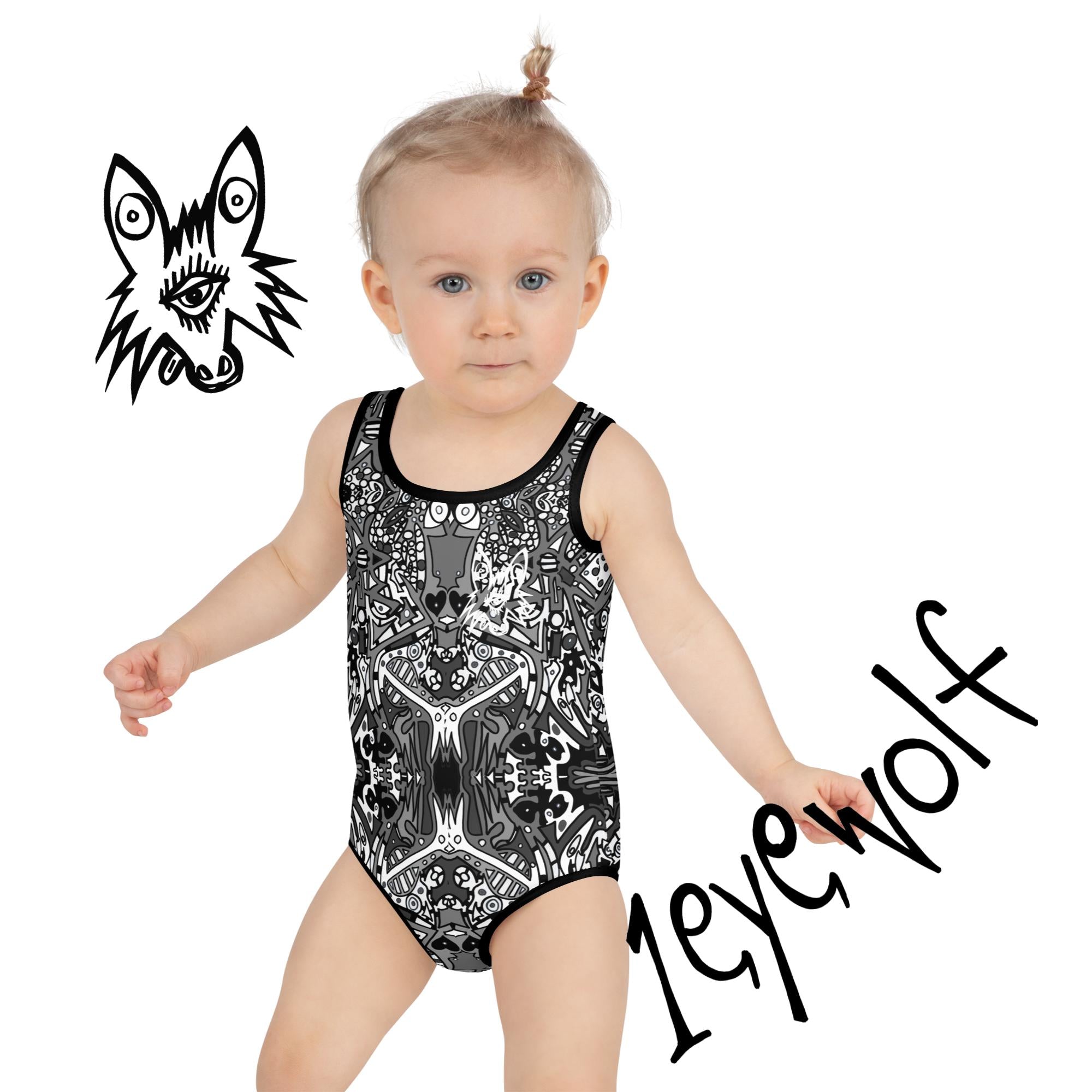 Split All-Over Print Kids Swimsuit