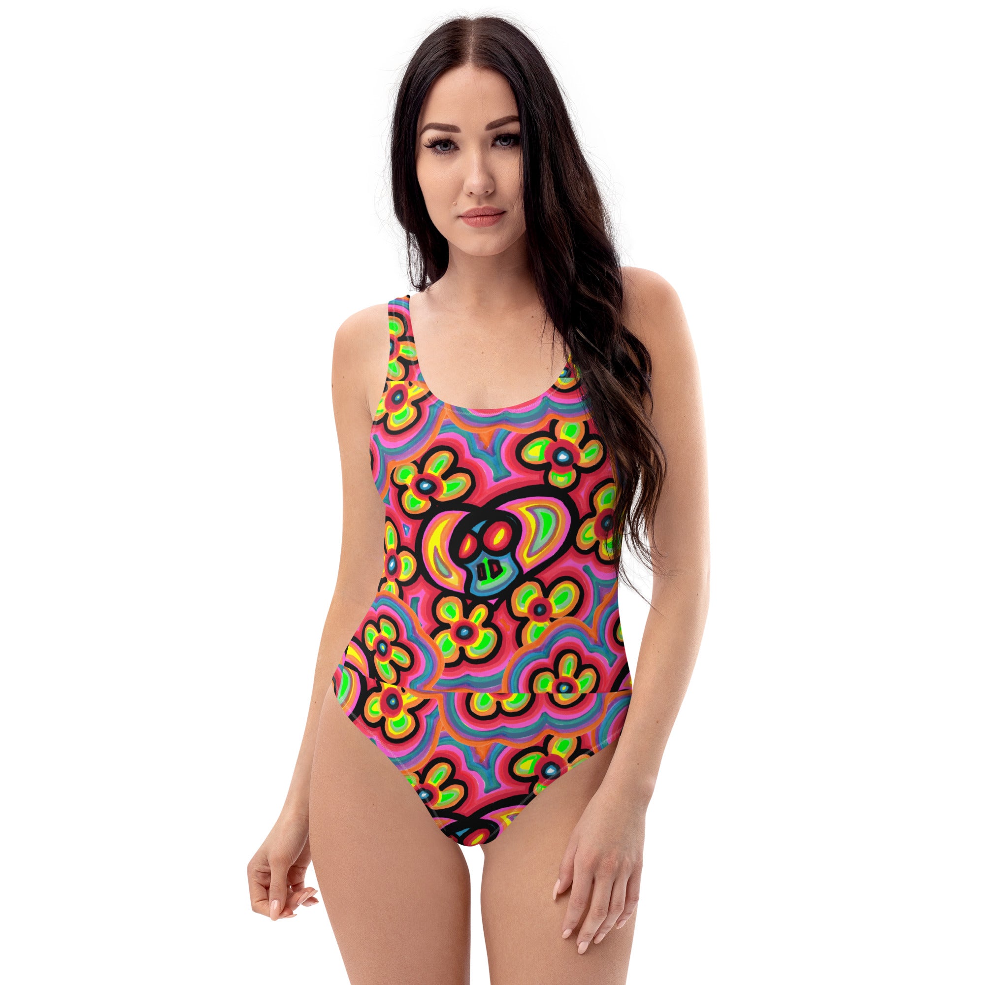 Flower skull One-Piece Swimsuit
