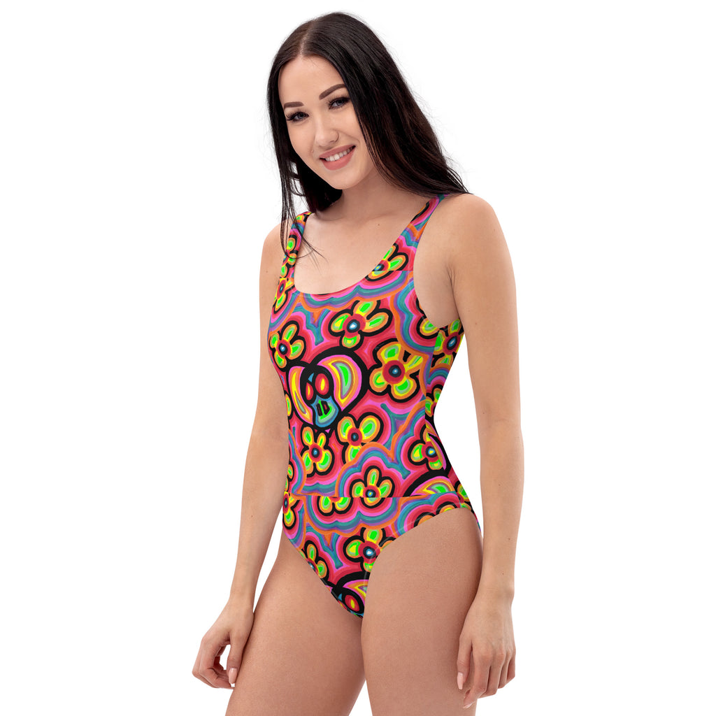 Flower skull One-Piece Swimsuit