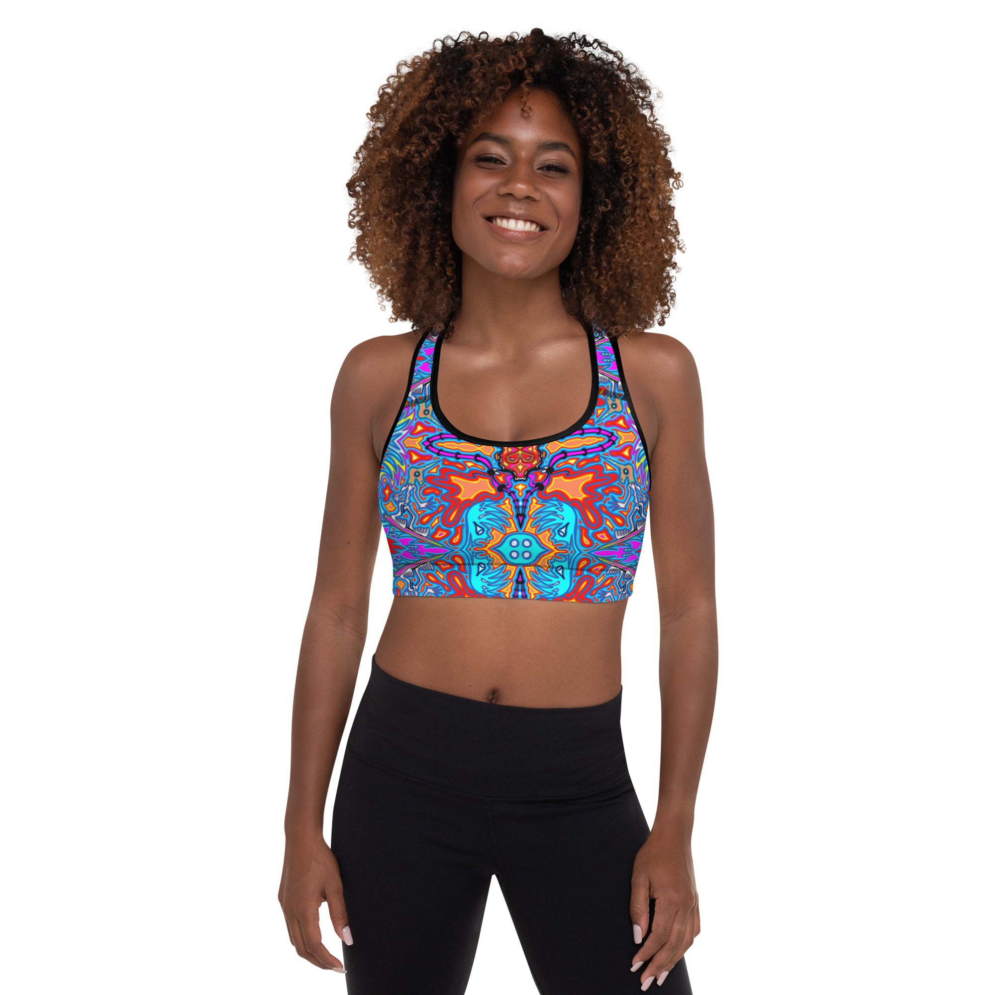 Blue surfer Padded Sports Bra