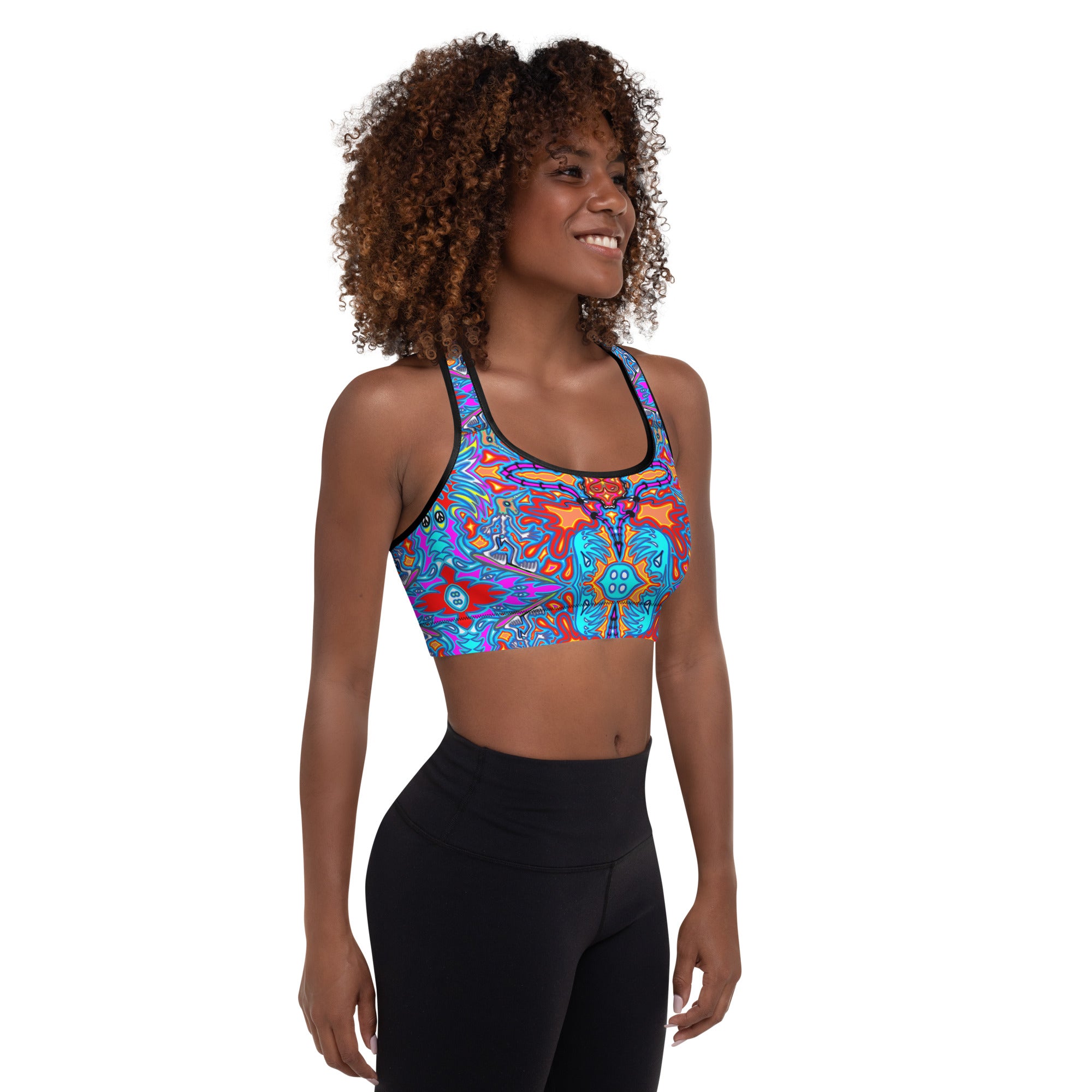 Blue surfer Padded Sports Bra