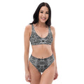 Black and White ocean high waisted bikini