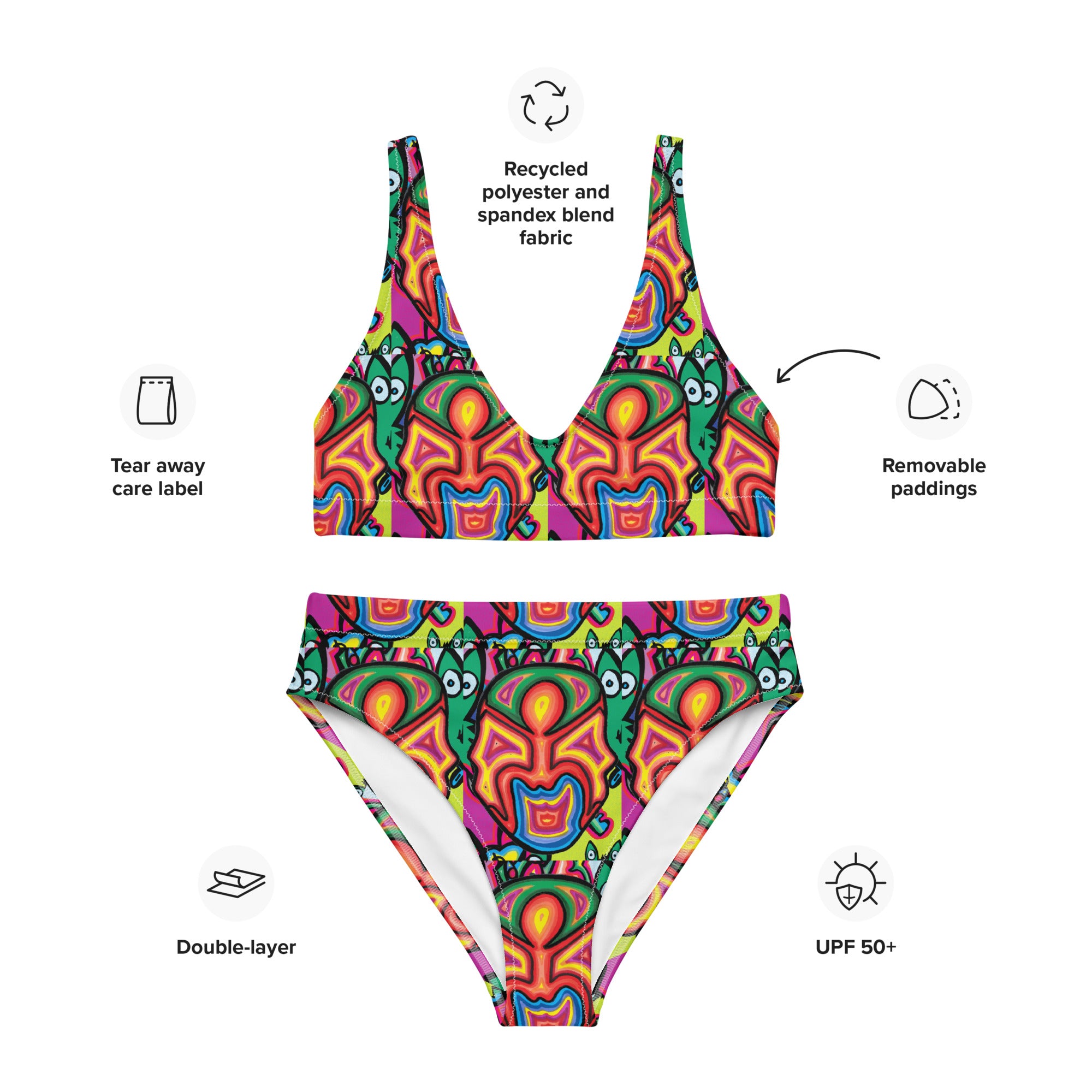 Inca 2 design Recycled high-waisted bikini