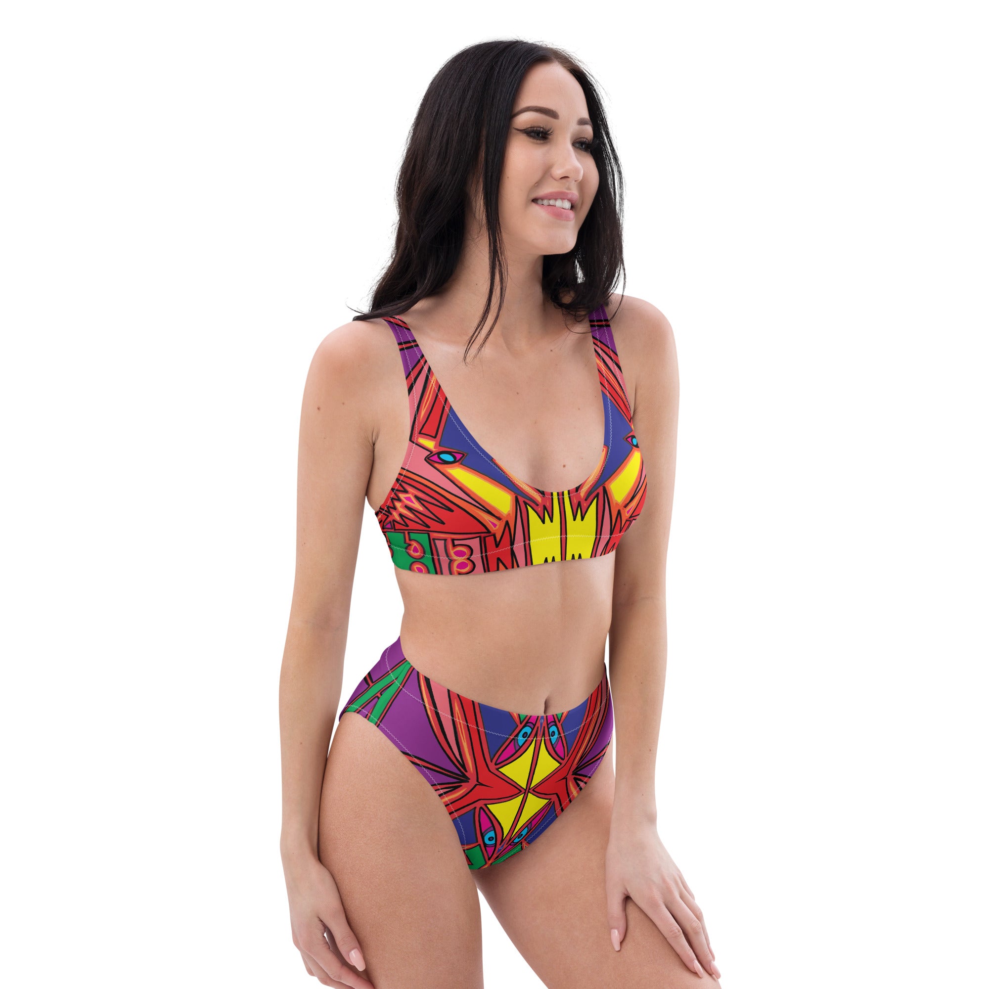 2024 New bright Recycled high-waisted bikini