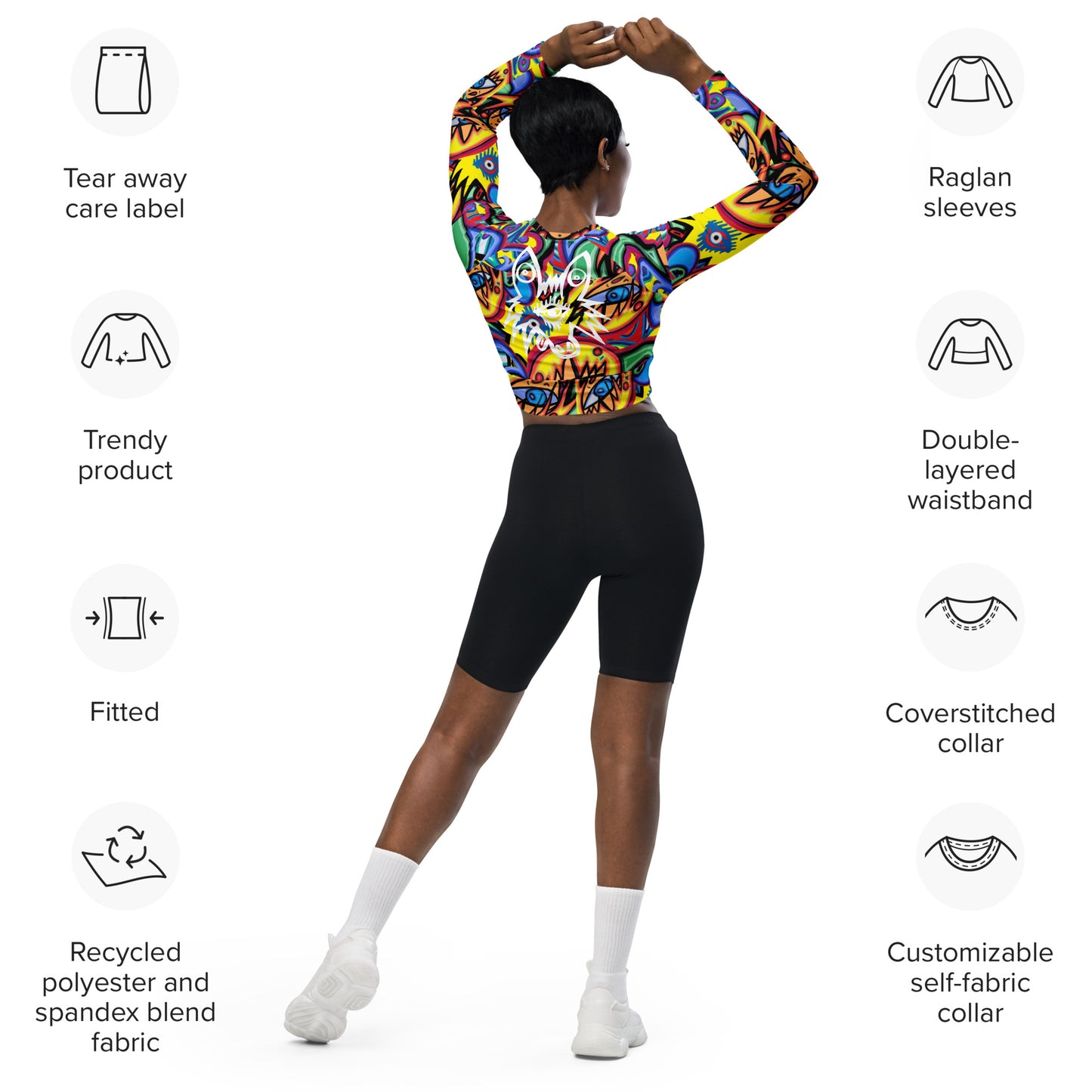 Recycled long-sleeve crop top