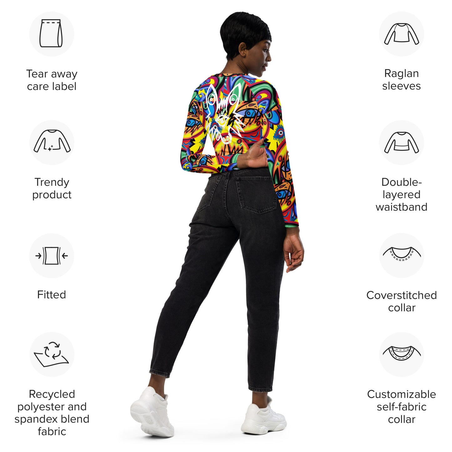 Recycled long-sleeve crop top