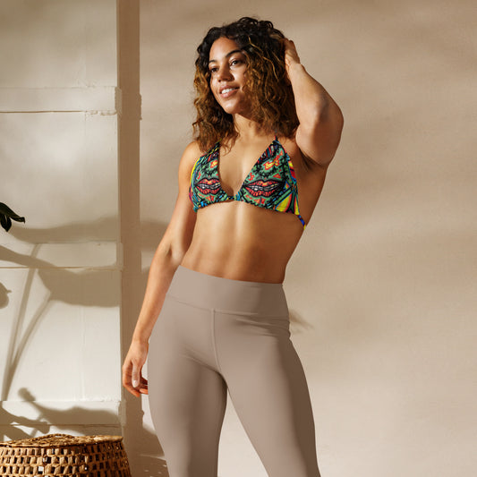Tattoo All-over print recycled string bikini top