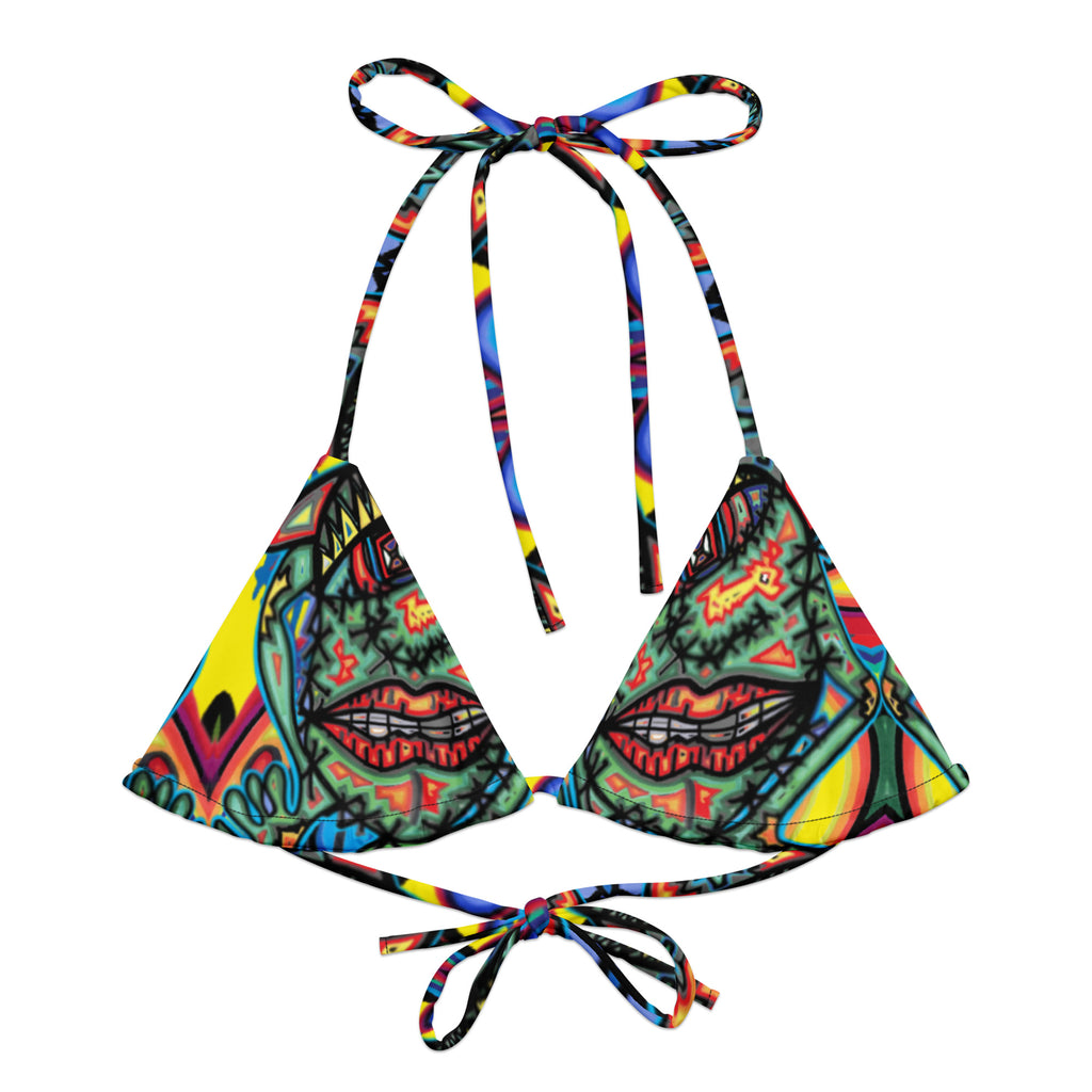 Tattoo All-over print recycled string bikini top