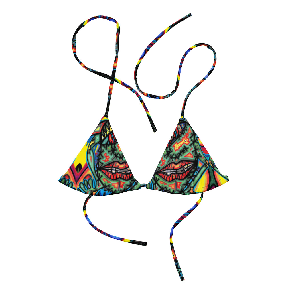 Tattoo All-over print recycled string bikini top