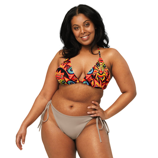 Wolf in a tiger suit All-over print recycled string bikini top