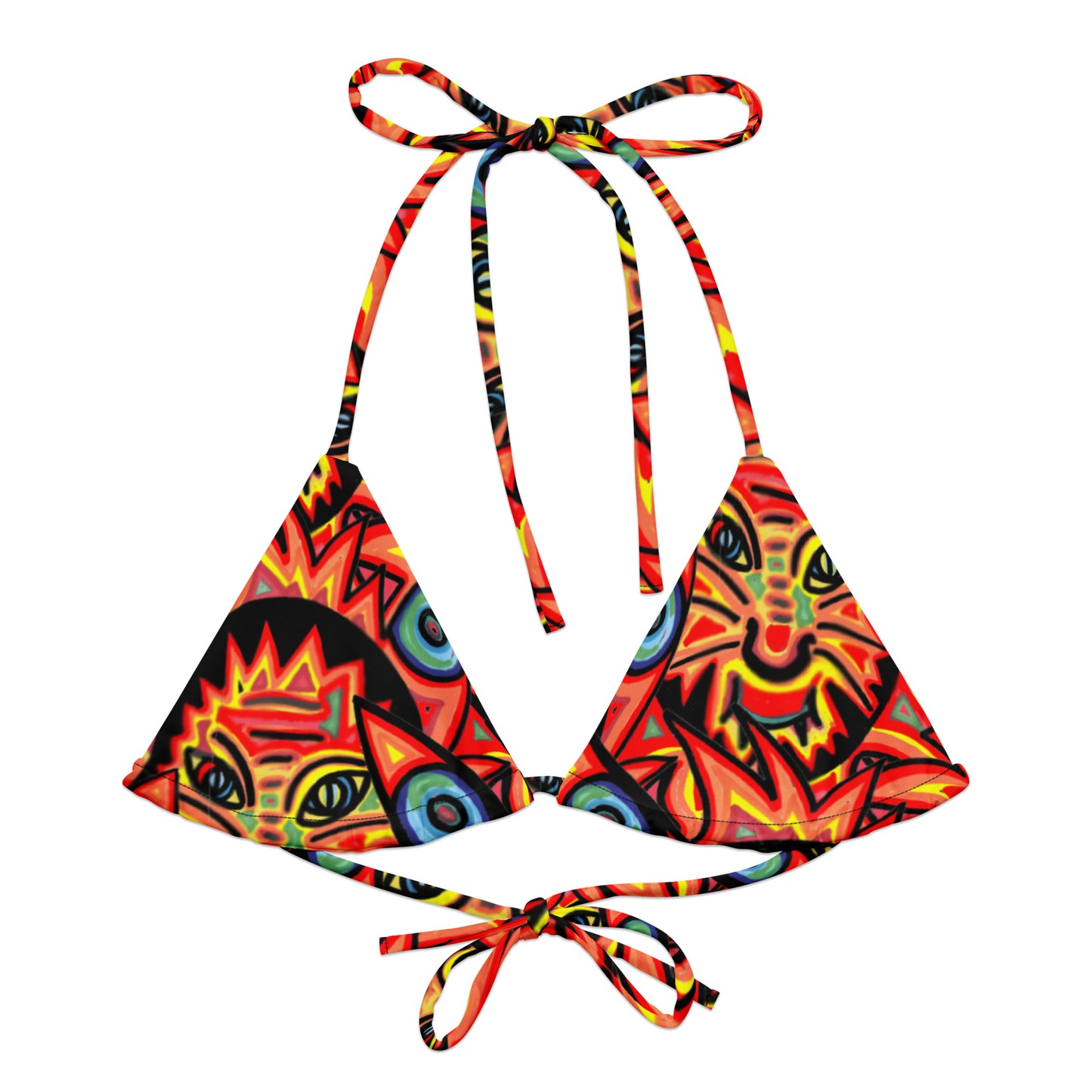 Wolf in a tiger suit All-over print recycled string bikini top