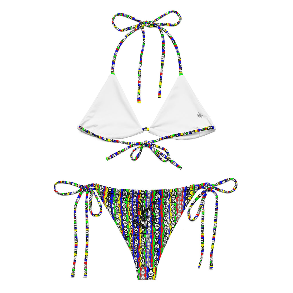 Skulls All-over print recycled string bikini