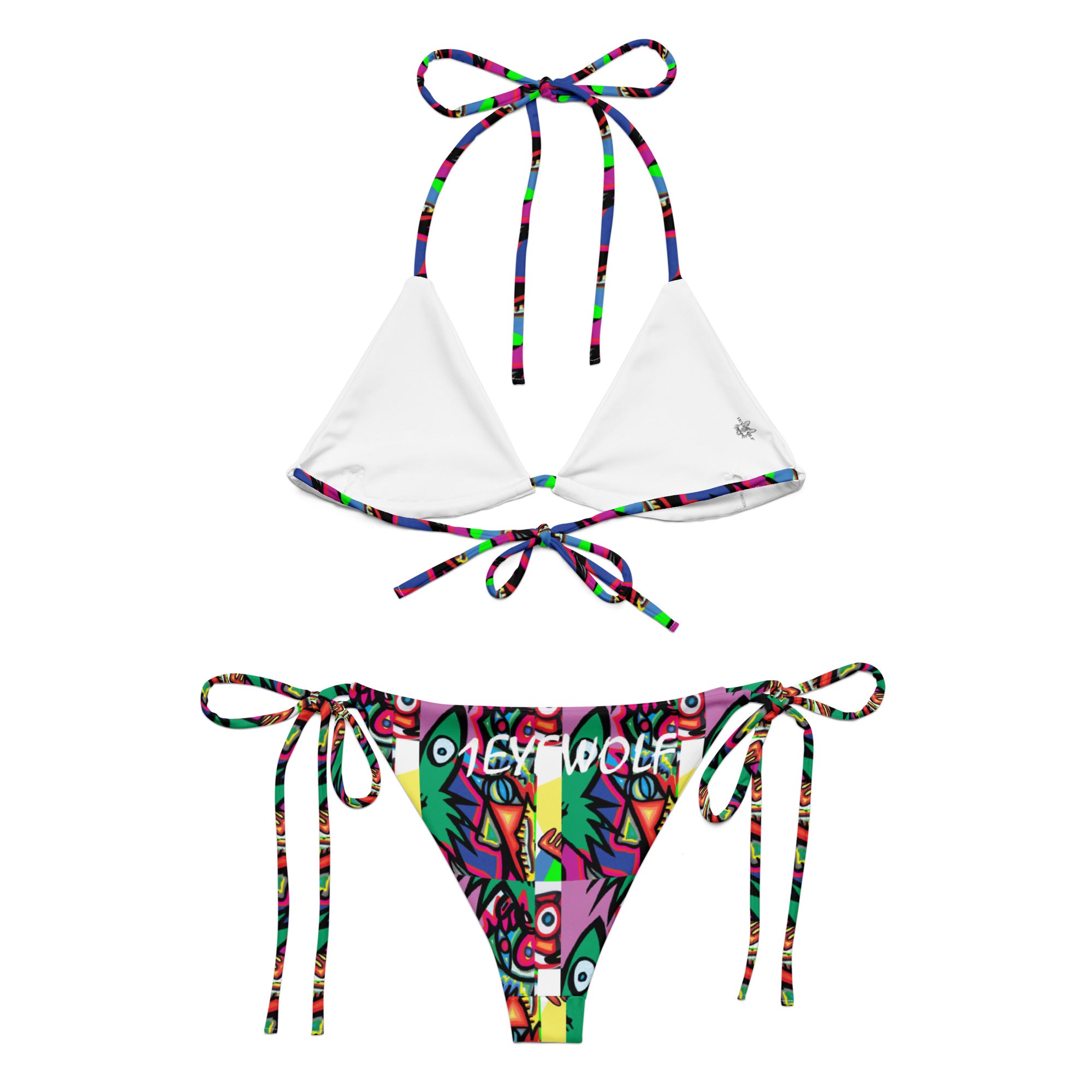 Blended cartoon All-over print recycled string bikini