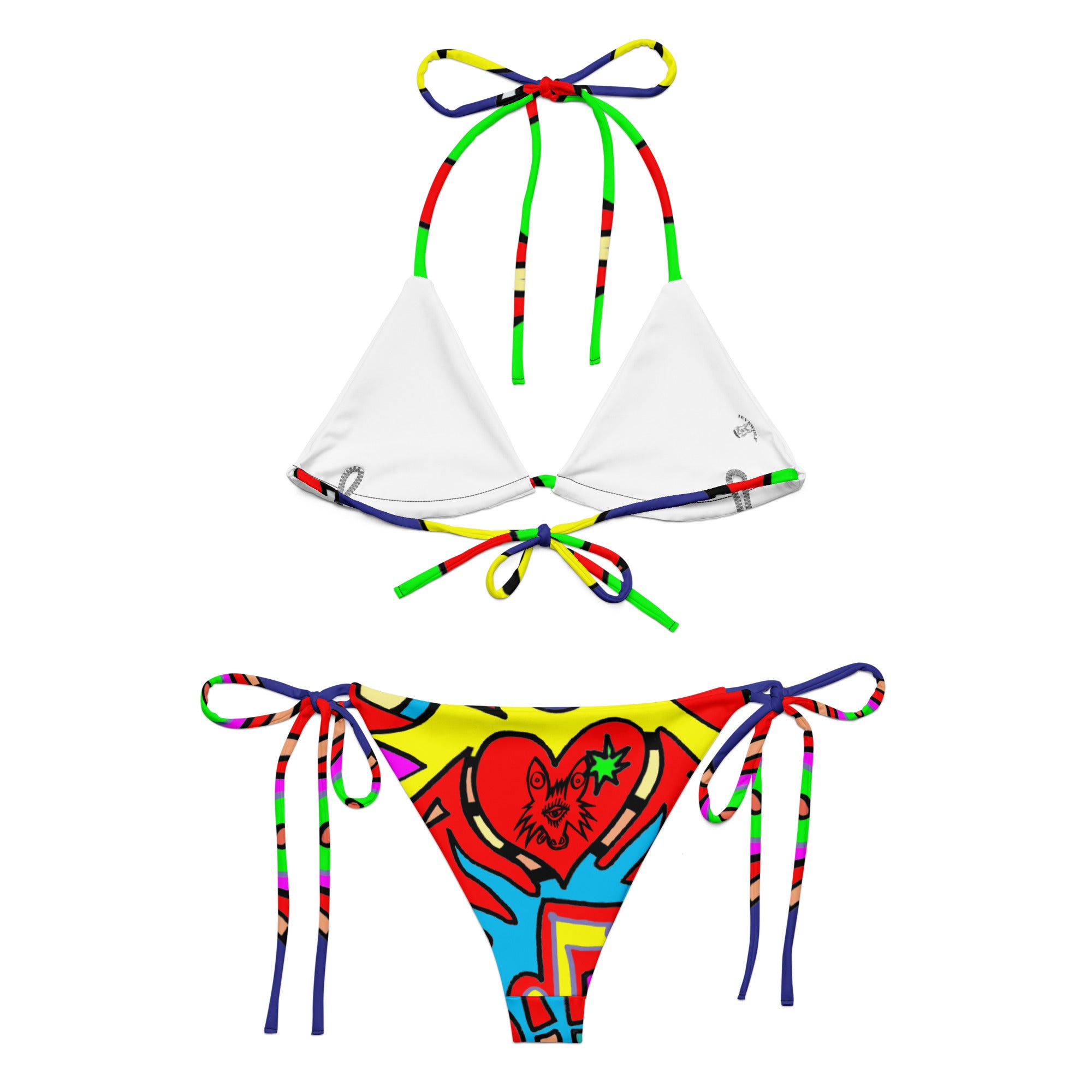 Multi mix All-over print recycled string bikini