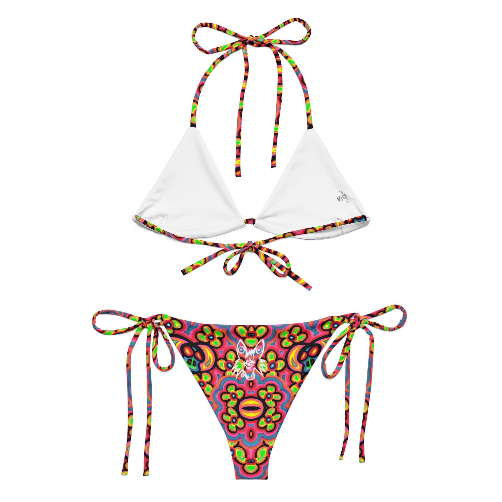 Flower skull All-over print recycled string bikini
