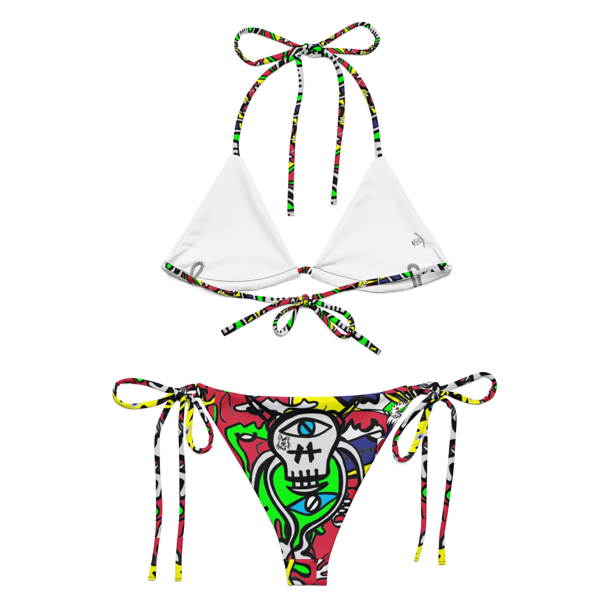 cat&dog All-over print recycled string bikini