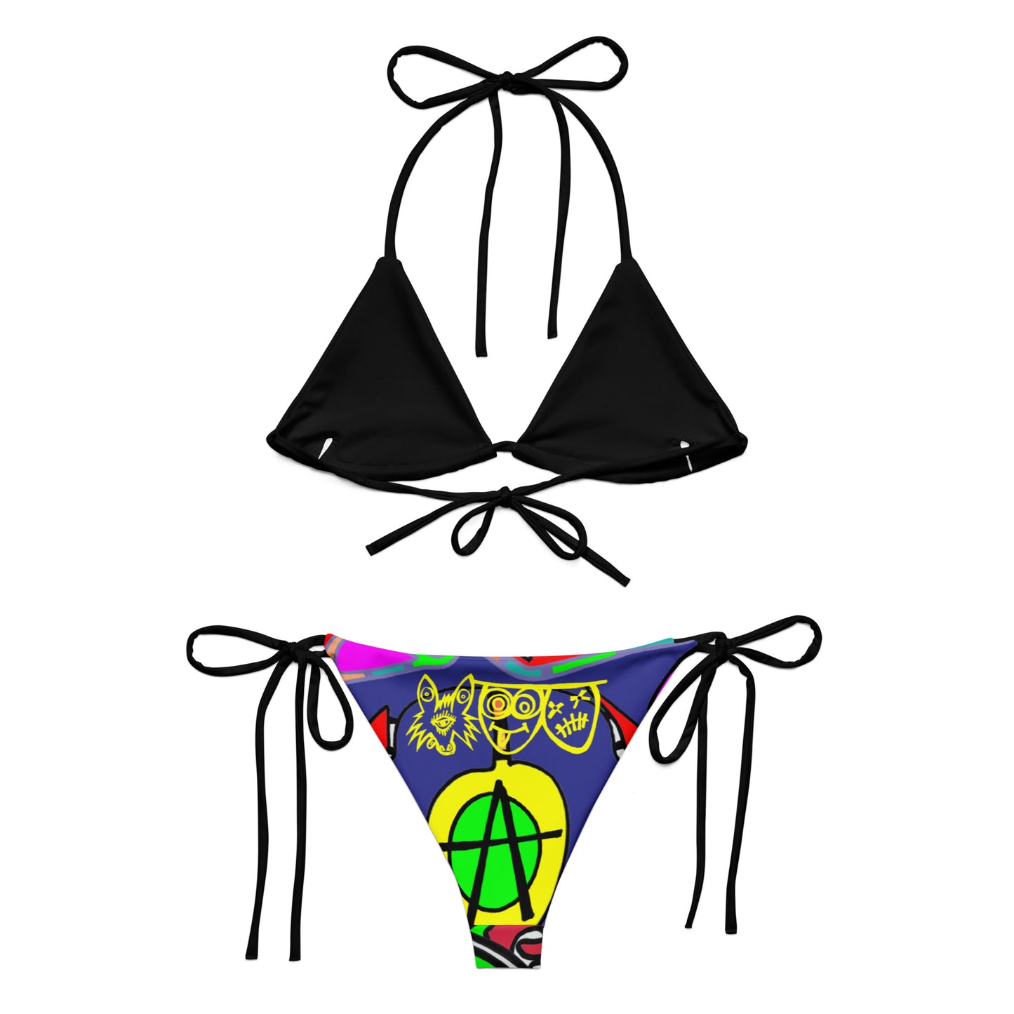 Twisted skater All-over print recycled string bikini