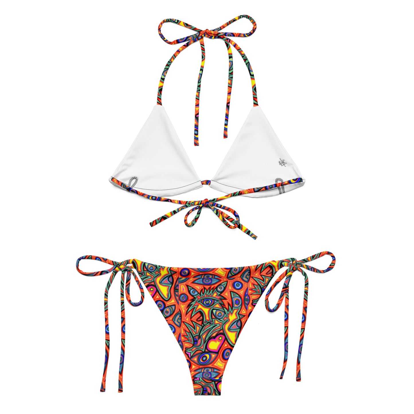 Multi wolf All-over print recycled string bikini