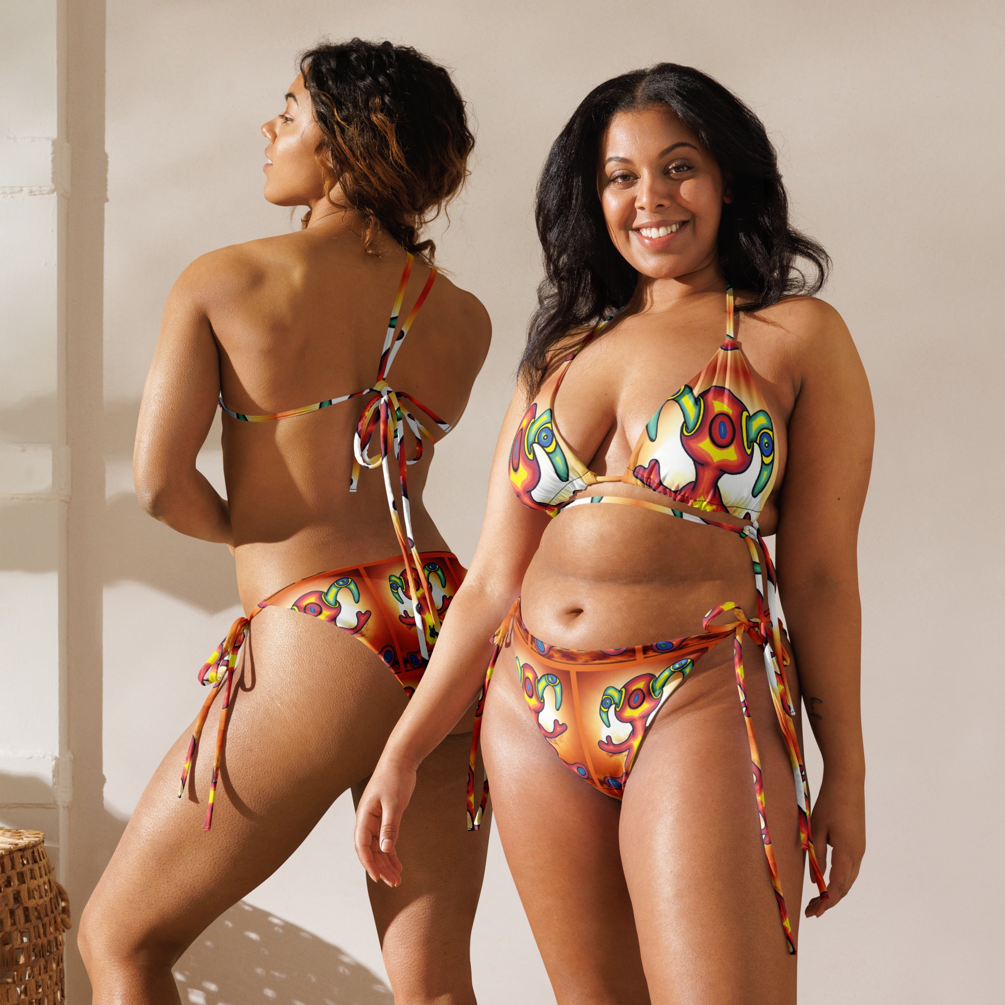 All-over print recycled string bikini