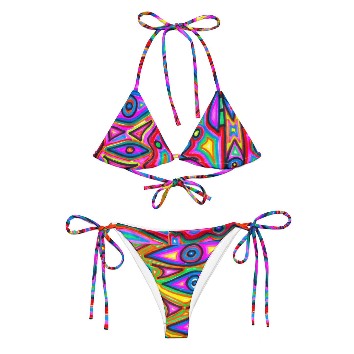 Retro Colour  All-over print recycled string bikini