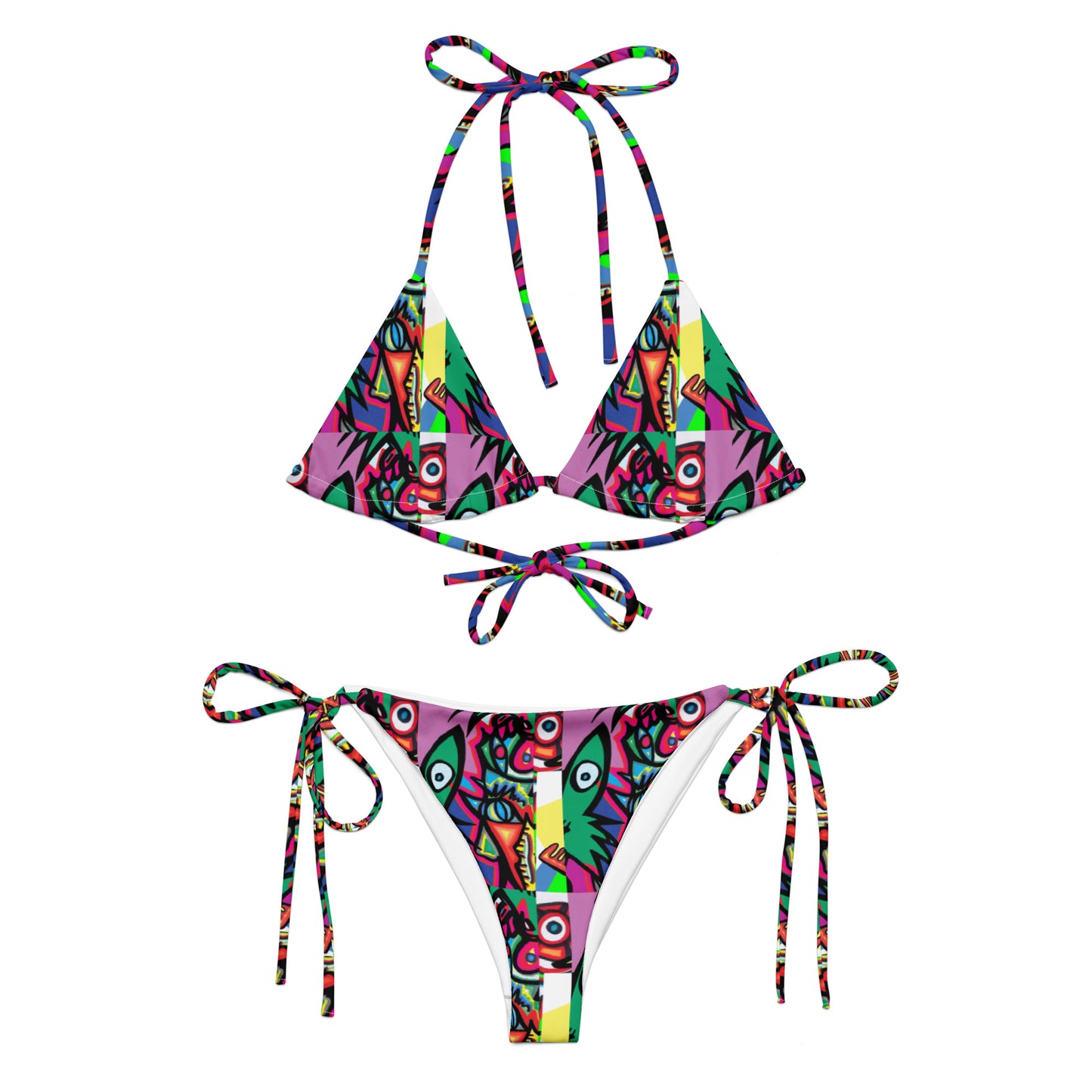 Blended cartoon All-over print recycled string bikini