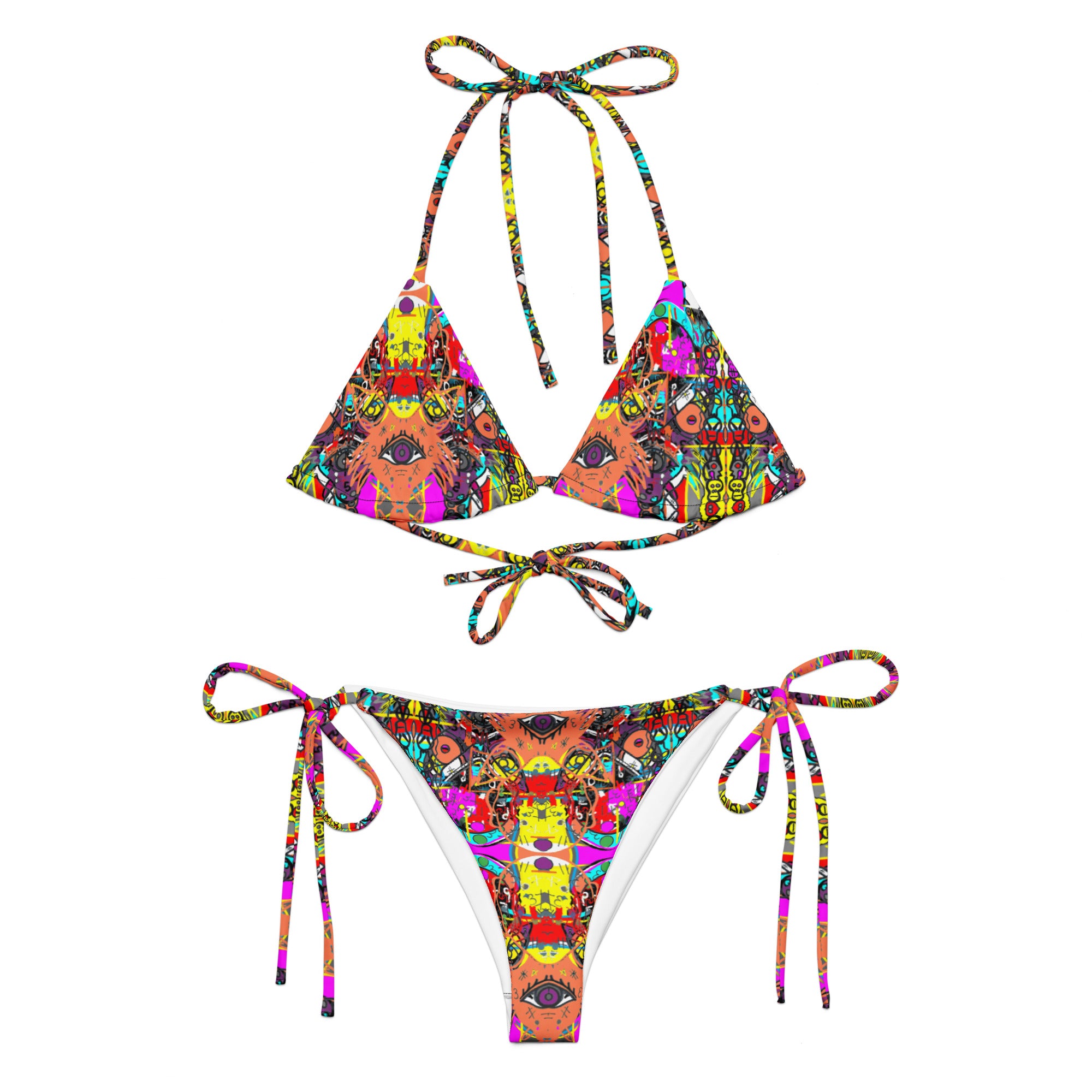 80s All-over print recycled string bikini