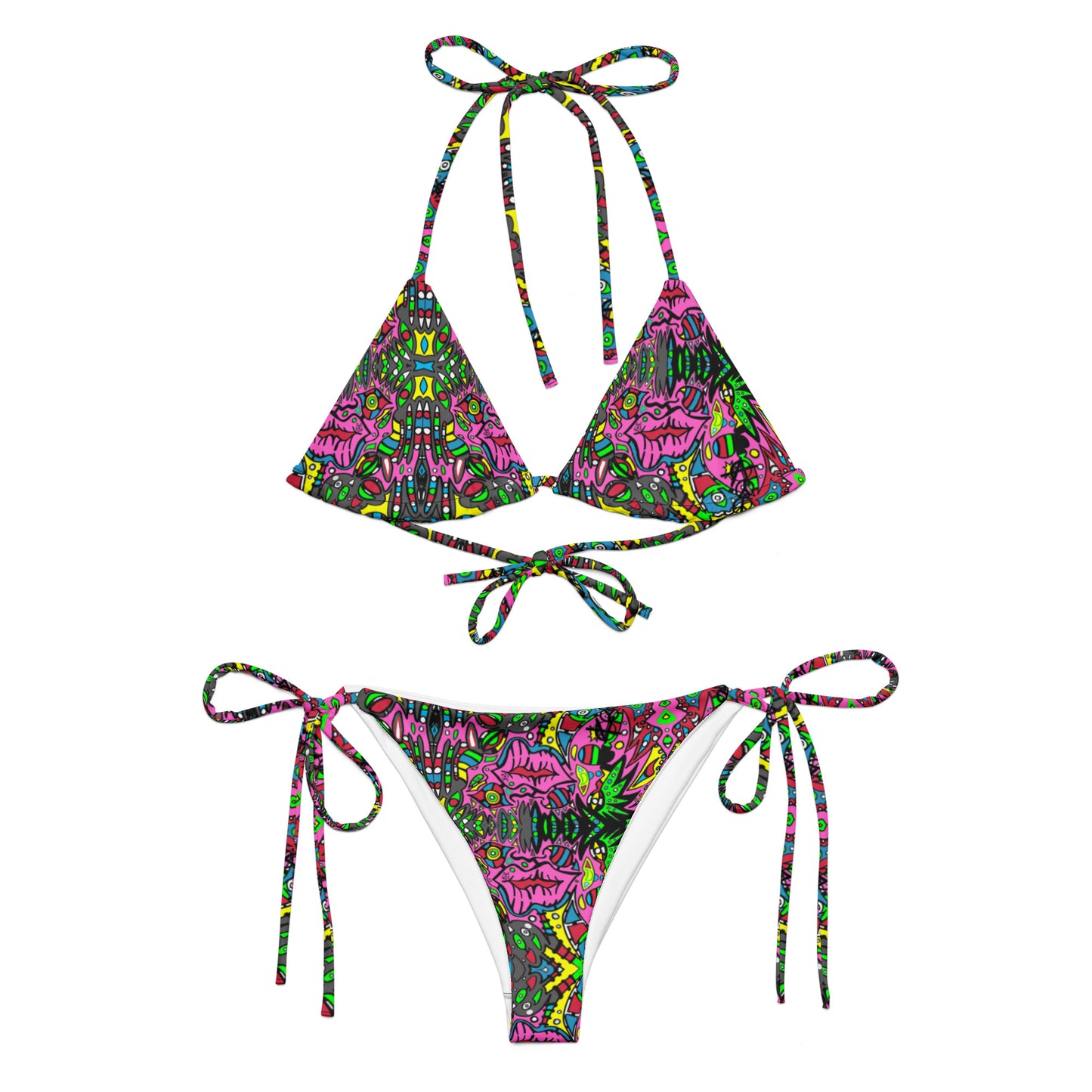 DEMUNGA All-over print recycled string bikini