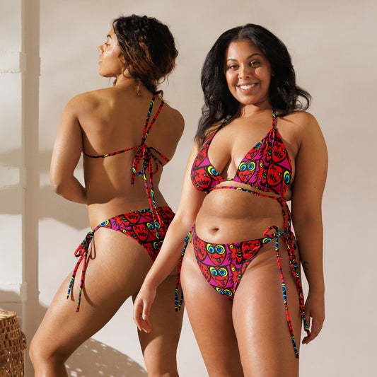 3 blind wolf All-over print recycled string bikini