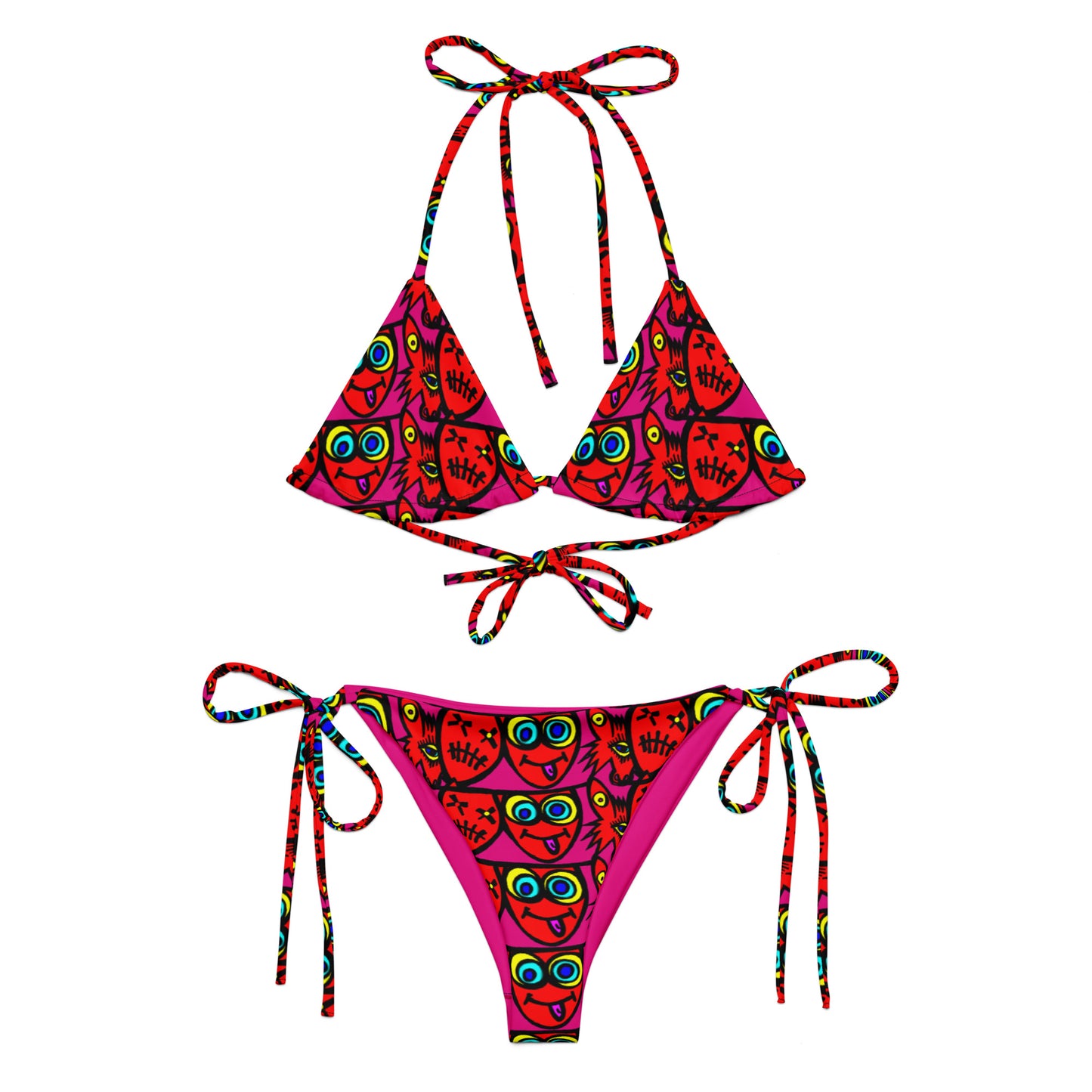 3 blind wolf All-over print recycled string bikini