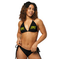3 Blind wolf black All-over print recycled string bikini