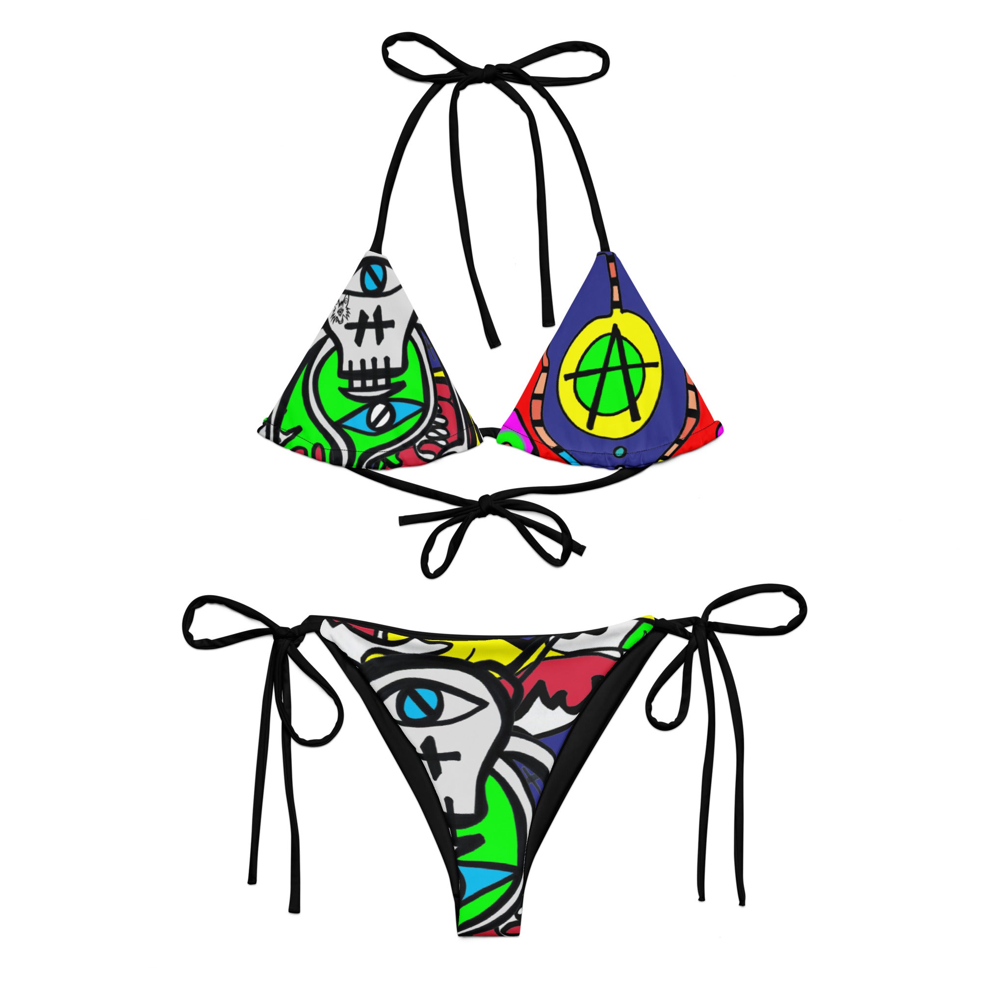 Twisted skater All-over print recycled string bikini