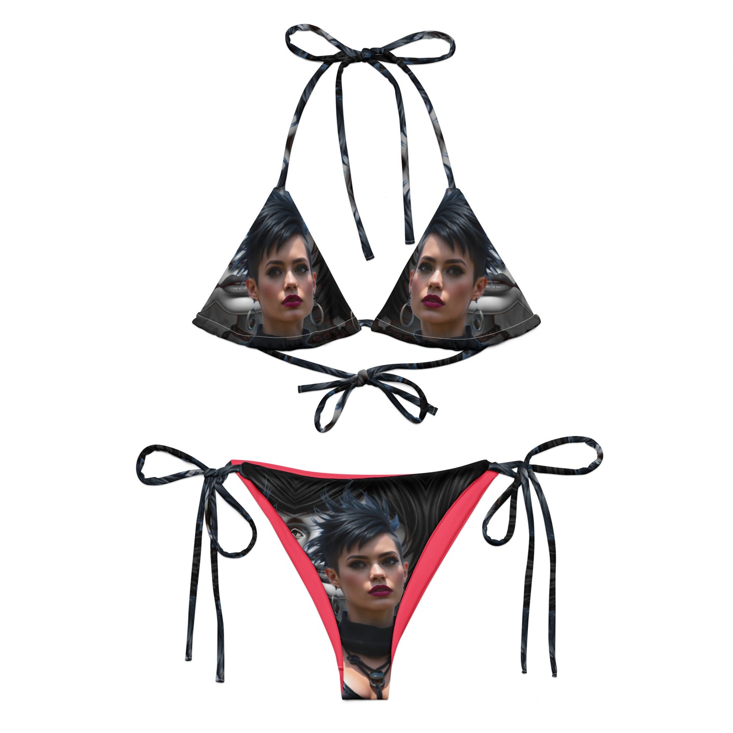 All-over print recycled string bikini