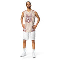 Recycled unisex basketball jersey Aboriginal design wolf