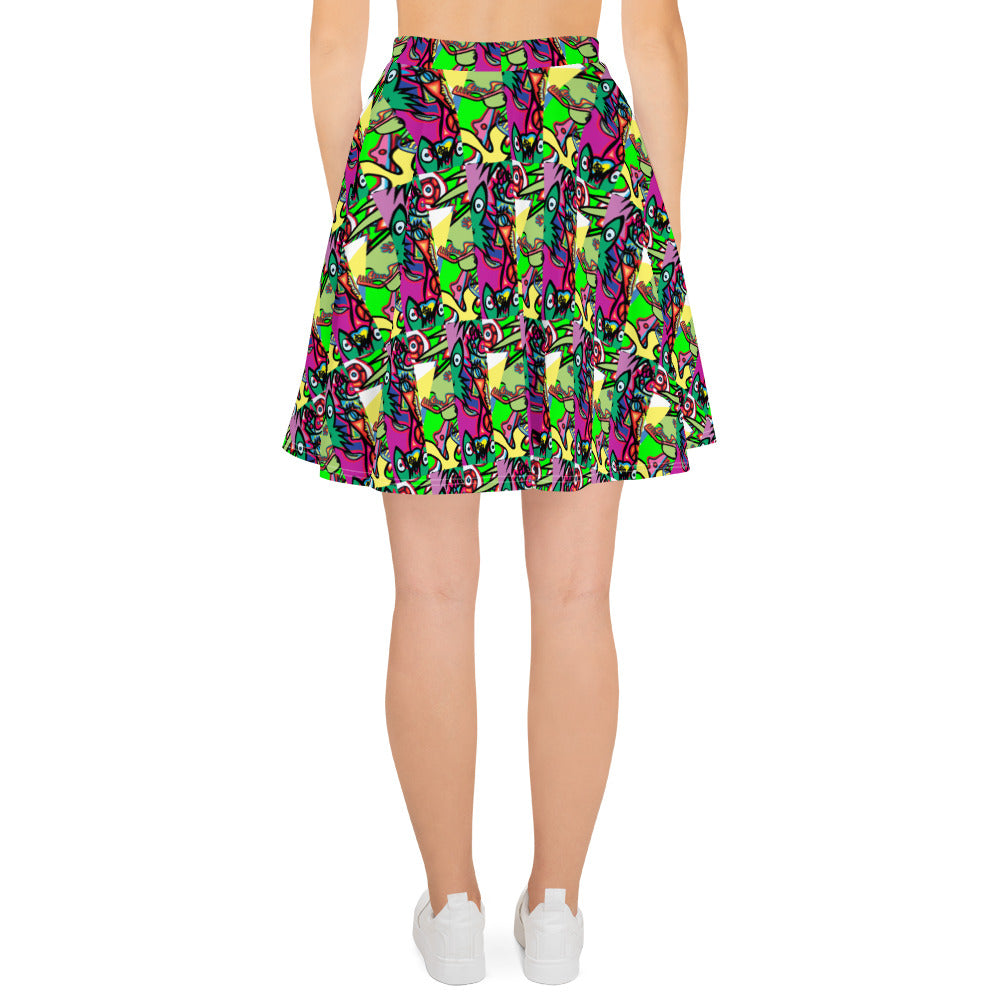 1eyewolf party Skater Skirt