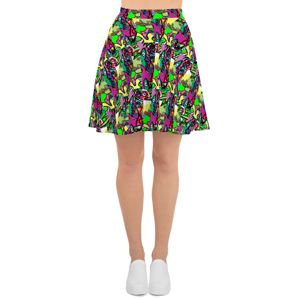 1eyewolf party Skater Skirt