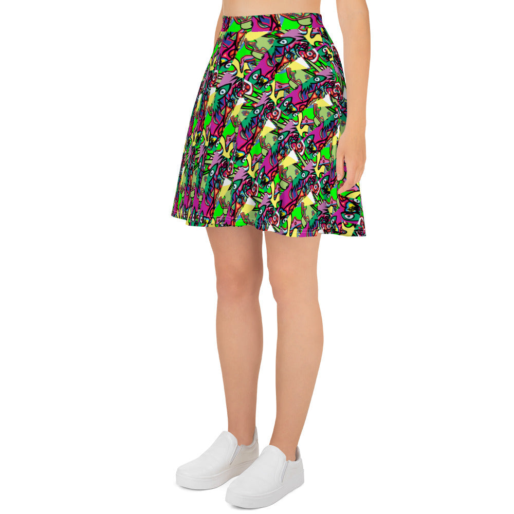 1eyewolf party Skater Skirt